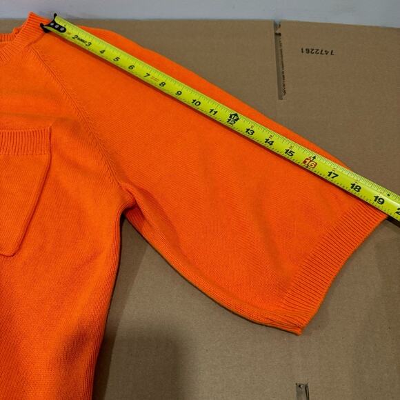 🍁Oui Viscose Cotton Blend 3/4 Sleeve Crew Neck Sweater Top Orange Minimalist 8 - Picture 13 of 14